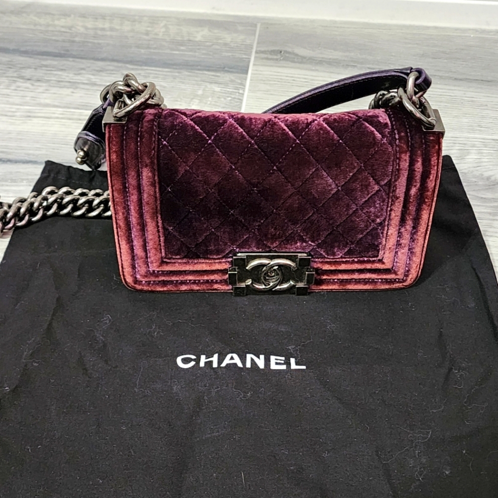 Chanel Small Boy Bag - Purple Velvet